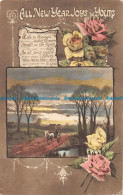 R161369 Greetings. All New Year Joys Be Yours. A Man With Horse On The Road. 191 - Monde