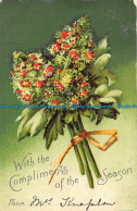R161387 Greetings. With The Compliments Of The Season. Flower Bouquet. Stewart A - Monde
