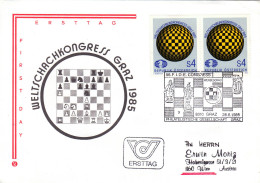 AUSTRIA POSTAL HISTORY / CHESS SHAH CONGRESS 1985,COVER  FDC. - Schach