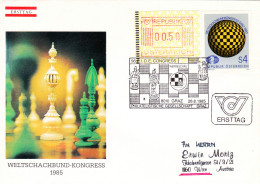 AUSTRIA POSTAL HISTORY / CHESS SHAH CONGRESS 1985,COVER  FDC. - Echecs