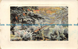 R161438 Greetings. All Good Wishes For Christmas. Winter Scene Near The Lake. 19 - Monde