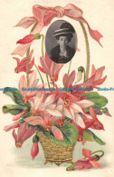 R161501 Old Postcard. Flowers In Vases. Woman Portrait Picture. 1907 - Monde