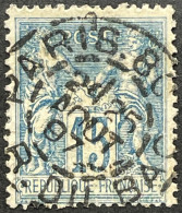 YT 90 Paris 80 R. Du Bac (de 1886 à 1900) 25.08.1897 1877-80 SAGE (II) 15c Bleu France – Face - 1876-1898 Sage (Type II)