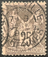 YT 97 Charleville Ardennes 09.07.1895, 7ème Levée SAGE (II) 25c Noir Sur Rose France – Face - 1876-1898 Sage (Type II)