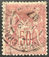 YT 98 Tonnay-Charente Charente-Inférieure 21.06.1897 Indice 3 SAGE (II) 50c Rose 1894 France – Face - 1876-1898 Sage (Type II)