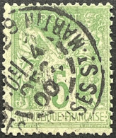 YT 102 Paris 39 R. Des Ecluses-St-Martin (de 1866 à 1900) 4.12.1900 SAGE 5c Vert-jaune (III) France – Face - 1898-1900 Sage (Type III)