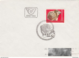 Austria 1976:  Ammonit, Fossil, Prehistoric Animals  Prehistory, Paleontology, Postmark, Used Cover - Vor- U. Frühgeschichte