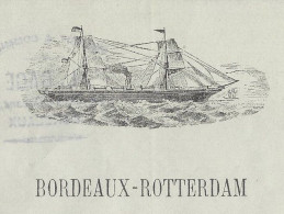 NAVIGATION 1888 CONNAISSEMENT ENTETE NAVIRE Ligne BORDEAUX ROTTERDAM Fut De Cognac De Bordeaux Pour Rotterdam - 1800 – 1899