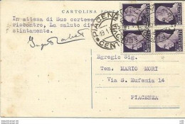 Imperiale Cent. 7,1/2 Quartina Su Cartolina Commerciale - Storia Postale