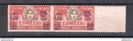1927 Somalia , Espressi , N° 7e , Lire 1,25 Su 30 Besa , Rosso Bruno In Coppia - Somalië