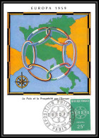 1417/ Carte Maximum (card) France N°1218 Europa 1959 Fdc Premier Jour Paris Edition Bougogne A1 - 1950-1959