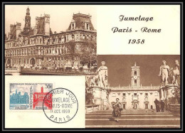 1312/ Carte Maximum (card) France N°1176 Jumelage Paris-Rome Hotels De Ville Fdc Premier Jour Edition Combier 1959 - 1950-1959