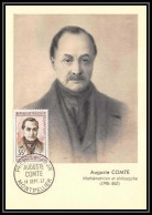 1137/ Carte Maximum (card) France N°1121 Auguste Comte Ecrivain Writer 1957 Montpellier Fdc Premier Jour Parison C1 - 1950-1959