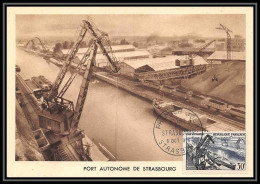 1008/ Carte Maximum (card) France N°1080 Port De Strasbourg 1956 Fdc Premier Jour Edition Bourgogne F1 Cote 30 - 1950-1959