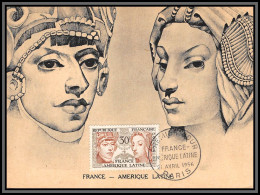 0941/ Carte Maximum France N°1060 Amitié France-Amérique Latine. Sculpture Péruvienne Fdc édition Serveau 1956 - 1950-1959