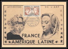 0942/ Carte Maximum France N°1060 Amitié France-Amérique Latine. Sculpture Péruvienne Fdc édition Parison 1956 - 1950-1959