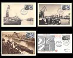 1009/ Carte Maximum (card) France Lot De 4 Documents Différents N°1080 Port De Strasbourg 1956 Fdc Premier Jour  - 1950-1959