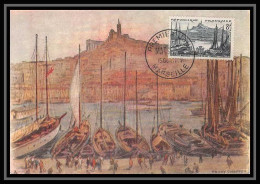 0897b/ Carte Maximum (card) France N°1037 Marseille Le Vieux Port Notre Dame De La Garde 1955 Fdc Premier Jour  - 1950-1959