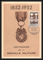 0732/ Carte Maximum (card) France N°927 Médaille Militaire Medal Militaria 5/7/1952 Fdc Premier Jour - 1950-1959