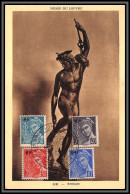 0330/ Carte Maximum (card) France N°657/660 Série Complète Type Mercure De Rude édition Braun Musée Du Louvre 24/5/1945  - 1940-1949