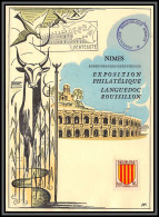 0210a Carte Maximum France N°1046 Exposition Philatélique Languedoc Roussillon 1955 Arènes De Nimes Numéroté - Commemorative Postmarks