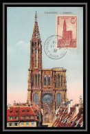 0170h Carte Maximum Card France N°443 Fleche De La Cathédrale Strasbourg Eglise Church 1939 Edition Felix Luib Cote 245 - 1940-1949