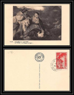 0087/ Carte Postale (postcard) France N°355 Victoire De Samothrace Louvre 31/10/1937 Le Titien Viège Au Lapin  - Lettres & Documents