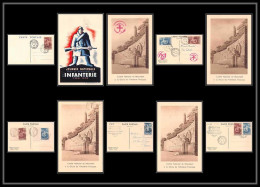 0112/ Carte Maximum (card) France N°386/387 Gloire De L'infanterie Lot De 5 Cartes Différentes  - Covers & Documents