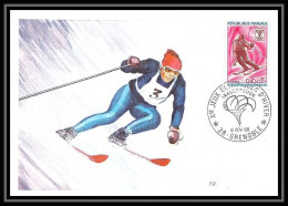 2180/ Carte Maximum France N°1547 Jeux Olympiques (olympic Games) Grenoble 1968 Ski (slalom) Edition Cef Inauguration - Winter 1968: Grenoble
