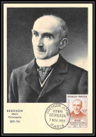 1437/ Carte Maximum (card) France N°1225 Philosophe Henri Bergson Fdc Premier Jour Edition Parison 1959 - Commemorative Postmarks