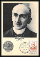 1438/ Carte Maximum (card) France N°1225 Philosophe Henri Bergson Fdc Premier Jour Edition Bougogne 1959 - 1950-1959