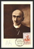 1436 Carte Maximum Card France N°1225 Philosophe Henri Bergson Edition Fdc Premier Jour 1959 Signé Signed Graveur - 1950-1959