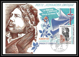 2746/ Carte Maximum (card) France N°1728 Théophile Gautier écrivain Writer 1972 édition Cef - Schrijvers