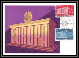 2351/ Carte Maximum (card) France N°1598/1599 Europa 1969 Paris Fdc édition Cef - 1960-1969