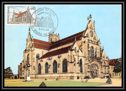 2300/ Carte Maximum (card) France N°1582 Eglise De Brou à Bourg-en-Bresse Edition Combier 1969 Fdc - Kerken En Kathedralen
