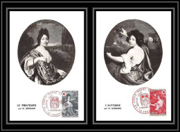 2297/ Carte Maximum (card) France N°1590/1591 Croix Rouge (red Cross) Troyes 1968 Edition Calvet Avigon - Croix-Rouge
