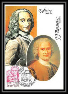 3442/ Carte Maximum (card) France N°1990 Voltaire Et Rousseau Ecrivain Writer Fdc 1978 Edition Cef - Schrijvers