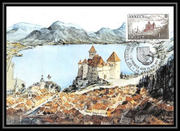 3312 Carte Maximum Card France N°1935 Fédération Sociétés Philatéliques Annecy Château Castle Fdc 1977 Edition Empire - Castles