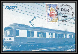 3309/ Carte Maximum Card France 1934 Metro Train Ratp Inauguration Chatelet Les Halles 1977 - Treni