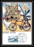 3264/ Carte Maximum (card) France N°1919 Région Rhône-Alpes Fdc 1977 Edition Empire Velo Poule Eglise Chrurch - 1970-1979