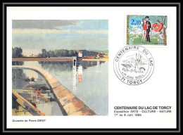 4104/ Carte Postale France N°2354 Les Amoureux De Peynet Centenaire Du Lac De Torcy 1985 Gouache Girot - Commemorative Postmarks