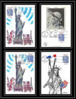 4196/ Carte Maximum (card) France Lot De 4 Documents N°2421 Statue De La Liberté à New York Liberty édition Fdc 1986 Usa - Sculpture