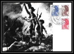 3952/ Carte Maximum (card) France N°2240/2243/2244 Type Liberté De Delacroix Fdc Edition Farciny 1982  - 1980-1989