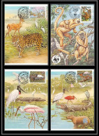 3585 Brésil (brazil) - Carte Maximum (card) Faune Animals 4 Cartes Apes Leopard Oiseaux Flamant Rose (birds) 1984 - Maximumkarten