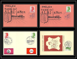 5693/ Carte Commémorative (card) Lot De 4 Documents Différents France Philex Tarn 84 Vignettes Liberté - Commemorative Postmarks