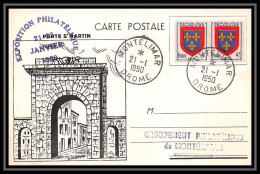5665/ Carte Postale Porte St Martin (card) France Exposition Philatélique Montélimard Drome 21/1/1950  - Gedenkstempels
