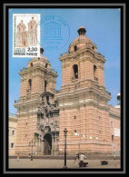 5418/ Carte Maximum (card) France Service N°102 Unesco Pérou San Francisco Lima Fdc Edition Farcigny 1990 - 1990-1999