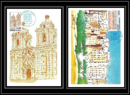 5416/ Carte Maximum (card) France Service N°102/103 Unesco Pérou Shibam San Francisco Lima Yemen Fdc Edition Cef 1990 - 1990-1999