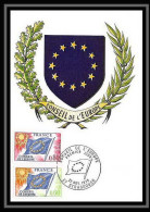 5378/ Carte Maximum (card) France Service N°49 Conseil De L'Europe Flag Drapeau Fdc Edition Cef 1976 Europa - Lettres & Documents