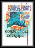 5376/ Carte Maximum (card) France Service N°46/48 Conseil De L'Europe Flag Drapeau Fdc Edition Cef 1975 Europa - 1970-1979